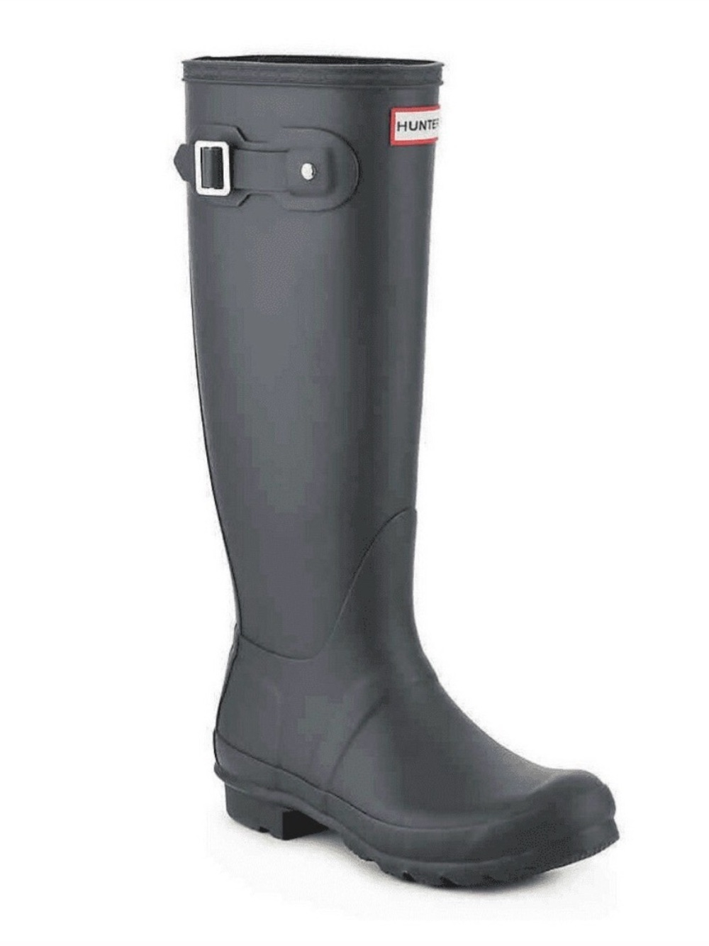 Hunter Matte Black Tall Waterproof Rain Boot with Buckle